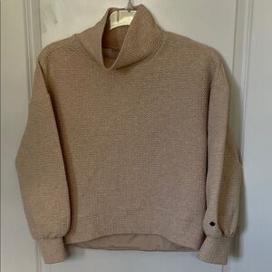 Calia Cream Textured Funnel Neck Pullover Small